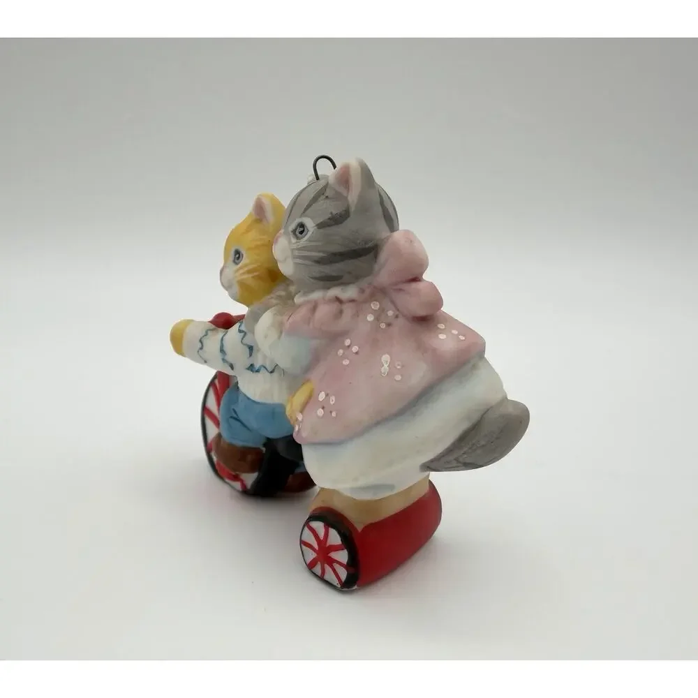 Schmid 1988 KITTY CUCUMBER Cat Ornament Figurine 2.5” JP Buster RIDING TRICYCLE